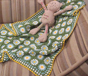 Детский плед «Ромашки» (крючком)